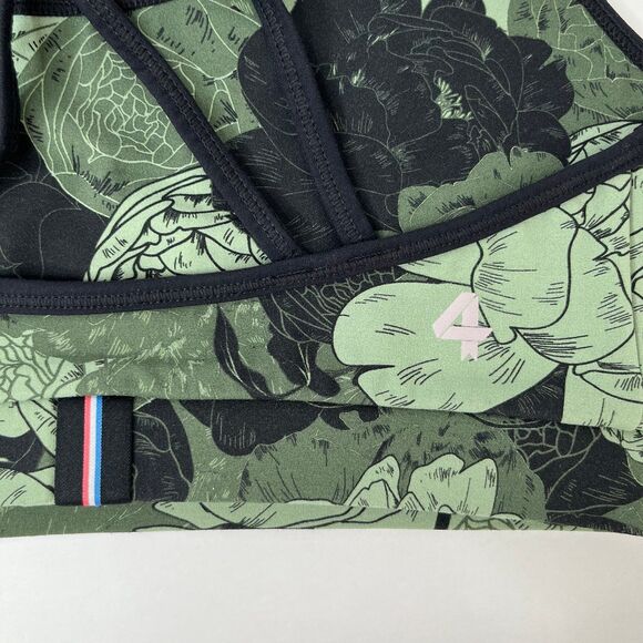 NWT FourLaps Vitality Sports Bra Peonies Print Thyme Green Yoga Athletic #395 - Picture 7 of 12